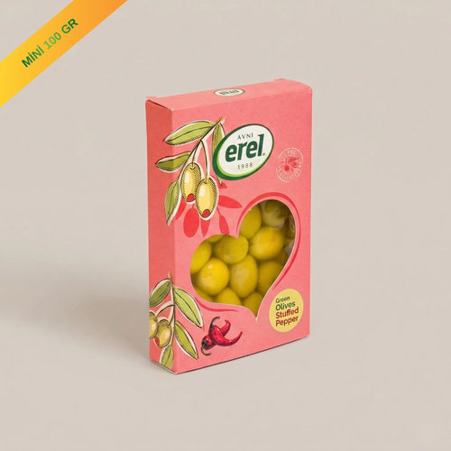 Mini Biber Dolgulu Yeşil Zeytin - Avni Erel Zeytincilik