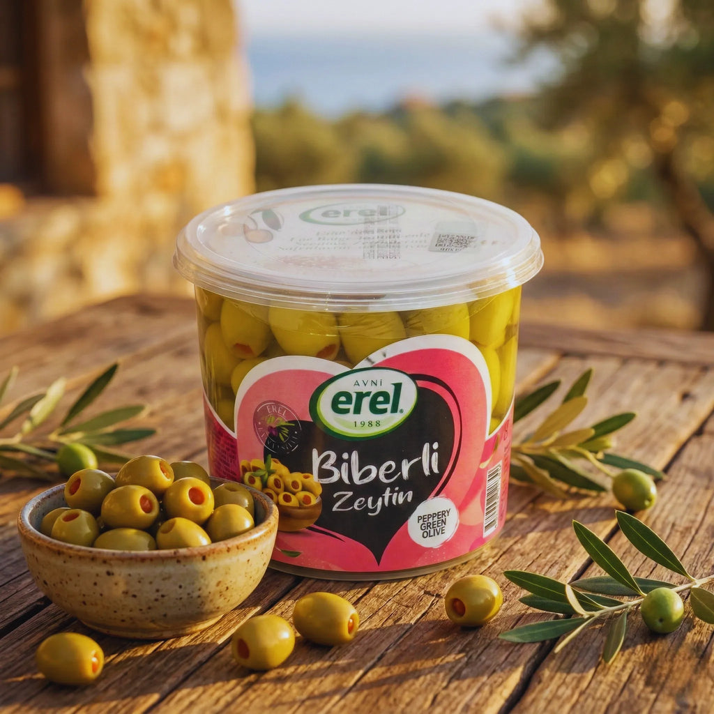 Biberli Dolgu Yeşil Zeytin - Avni Erel Zeytincilik