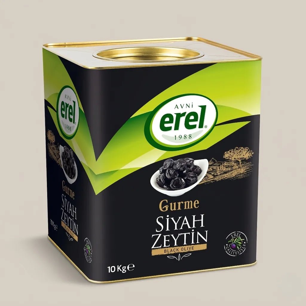 Gurme Siyah Zeytin (10 KG Teneke) 201 - 230 KLB - Avni Erel Zeytincilik