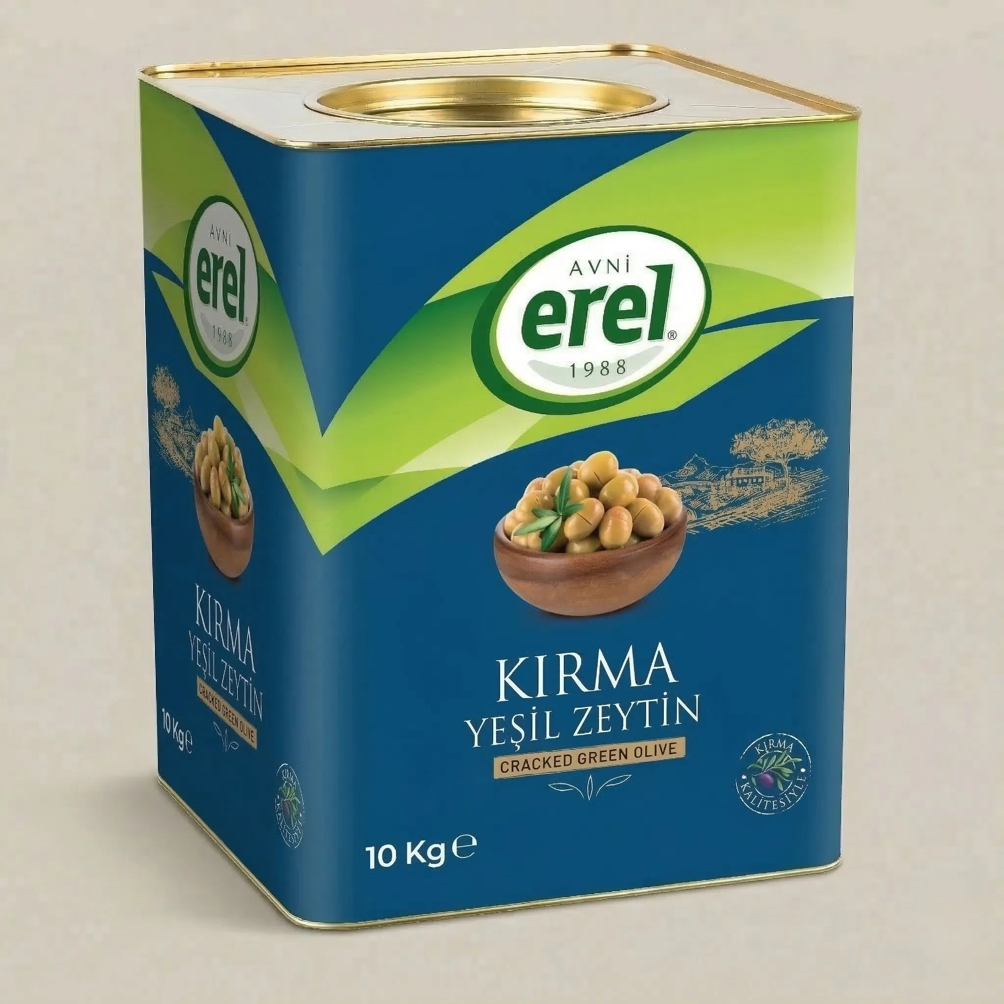 Kırma Yeşil Zeytin (10 KG Teneke) - Avni Erel Zeytincilik