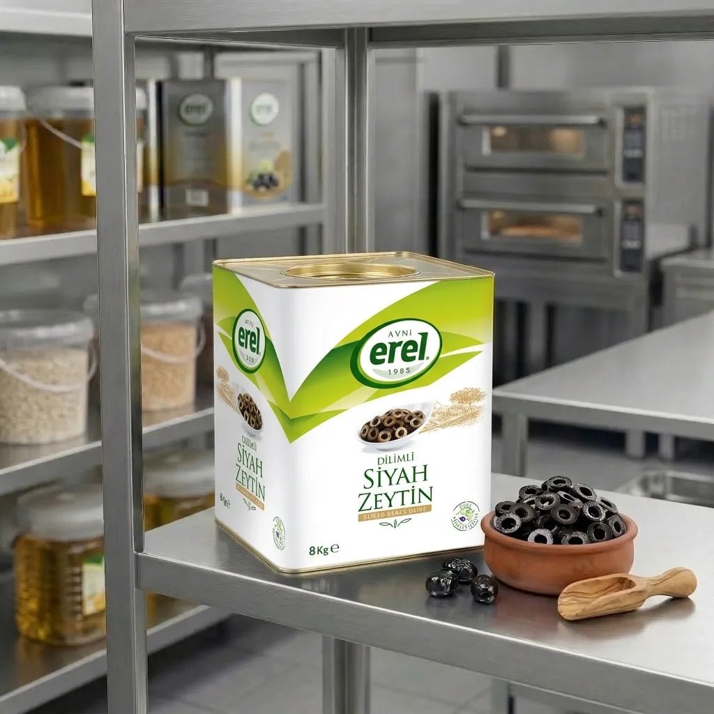 Dilimli Siyah Zeytin (8 KG Teneke) - Avni Erel Zeytincilik