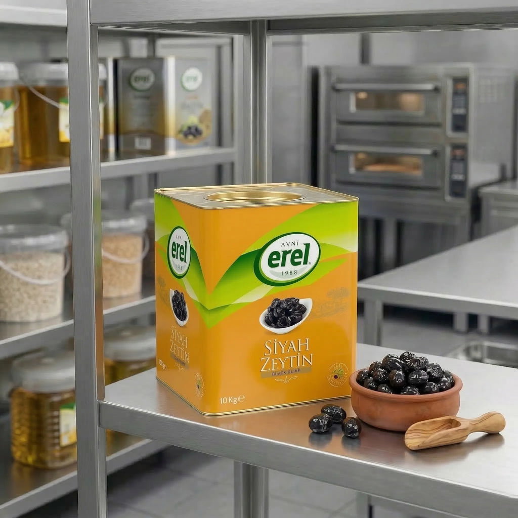 Özel Special Siyah Zeytin (10 KG Teneke) 230 - 260 KLB - Avni Erel Zeytincilik