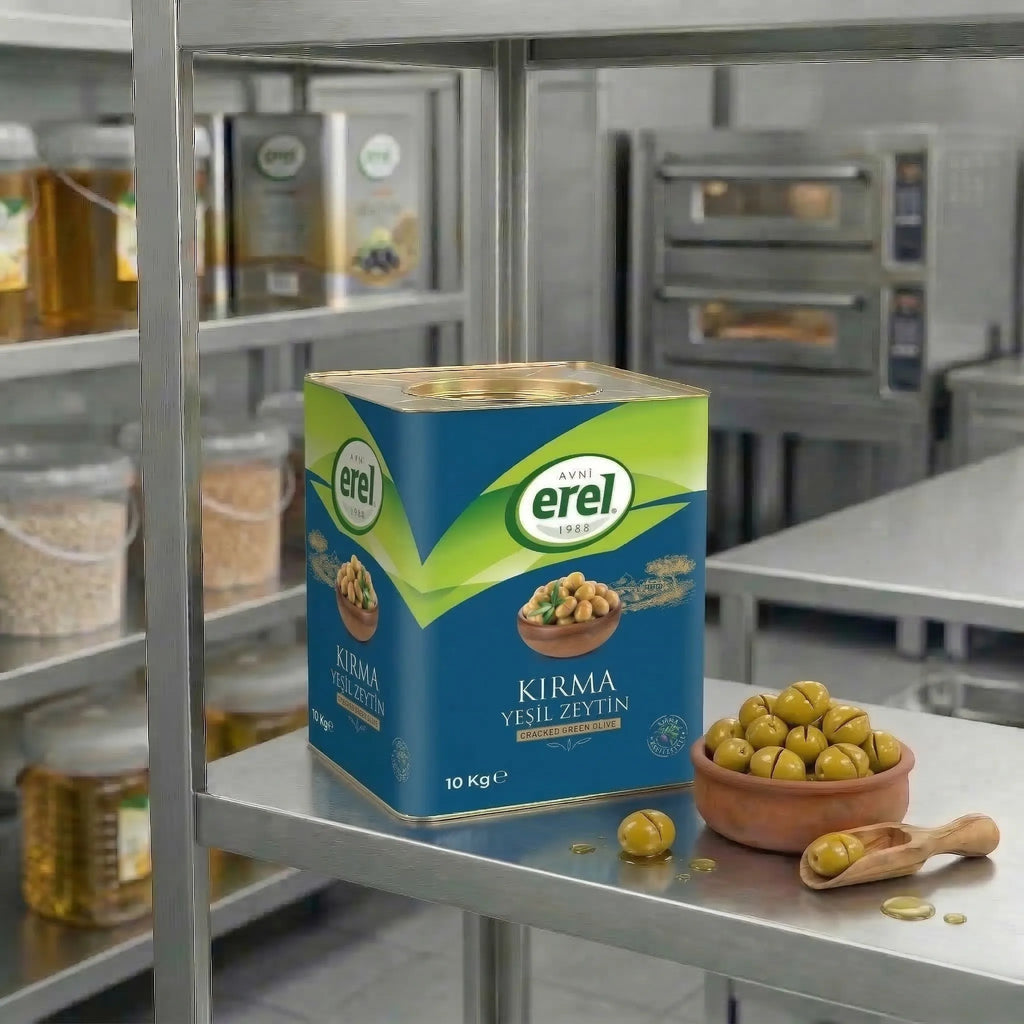 Kırma Yeşil Zeytin (10 KG Teneke) - Avni Erel Zeytincilik