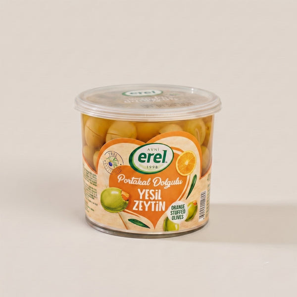 Erel Portakal Dolgulu Yeşil Zeytin (400 g) - Avni Erel Zeytincilik